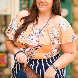 Soft floral off the shoulder bodysuit